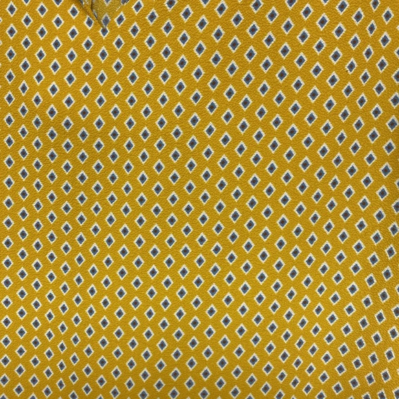 Dalia yellow with blue diamond light flowy Blouse short sleeve Large - Picture 9 of 13